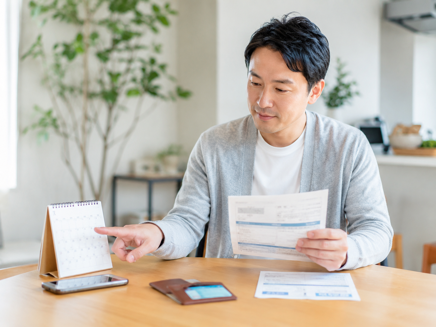 期間を確認する男性