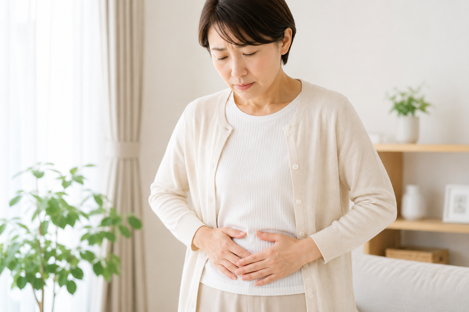 お腹の痛みに悩む女性