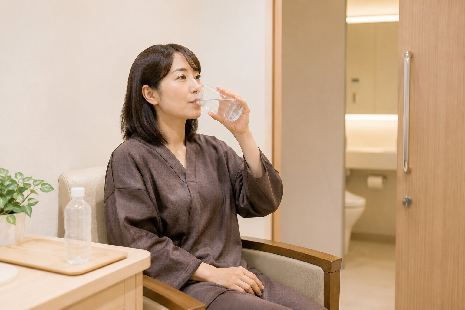 下剤を服用する女性