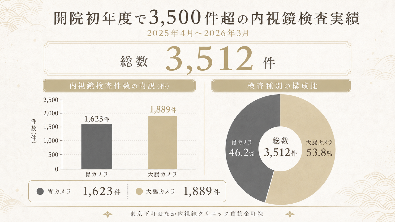 東京下町おなか内視鏡クリニックの内視鏡検査実績
