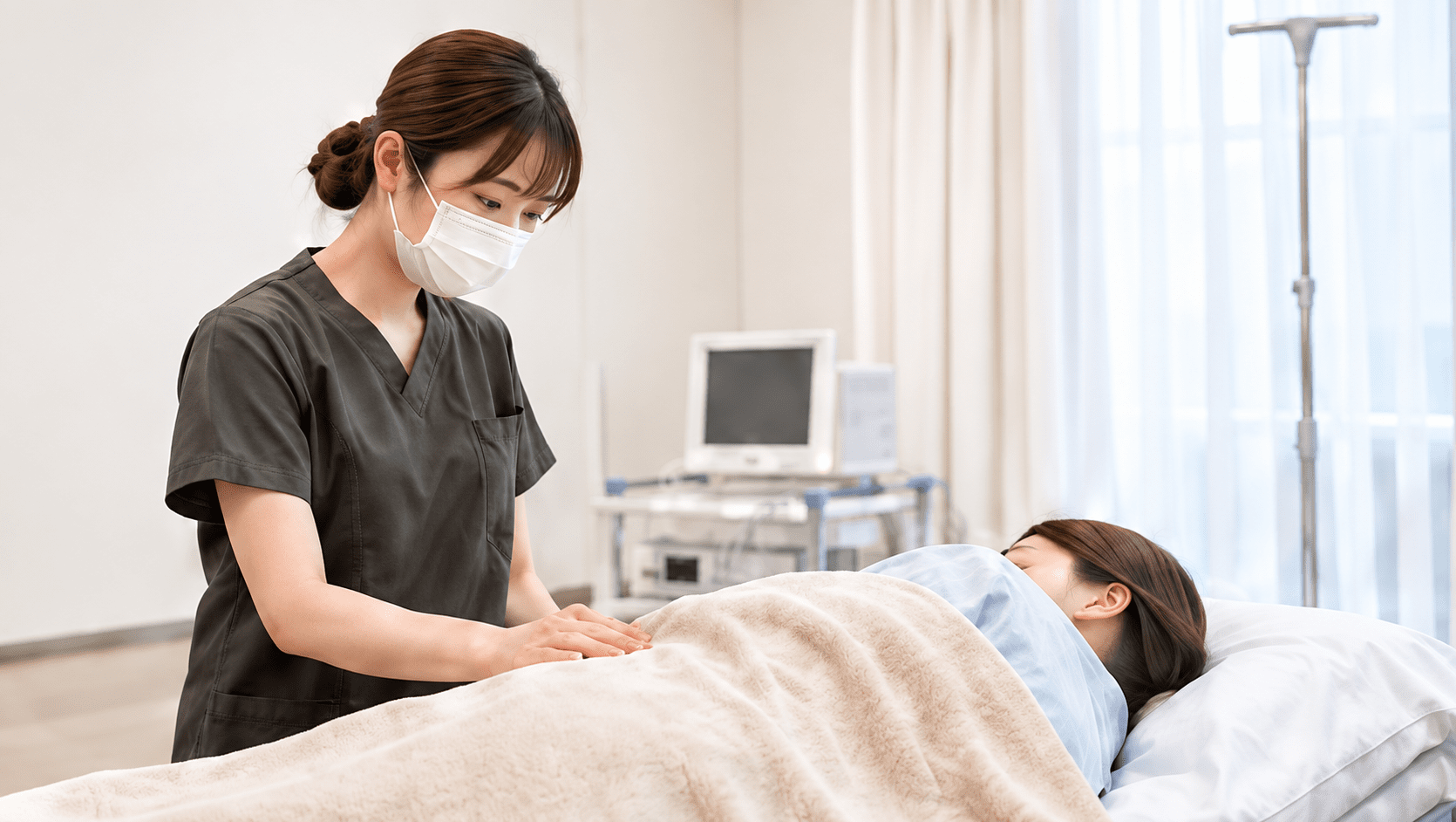 鎮静剤を用いた苦痛の少ない検査の様子